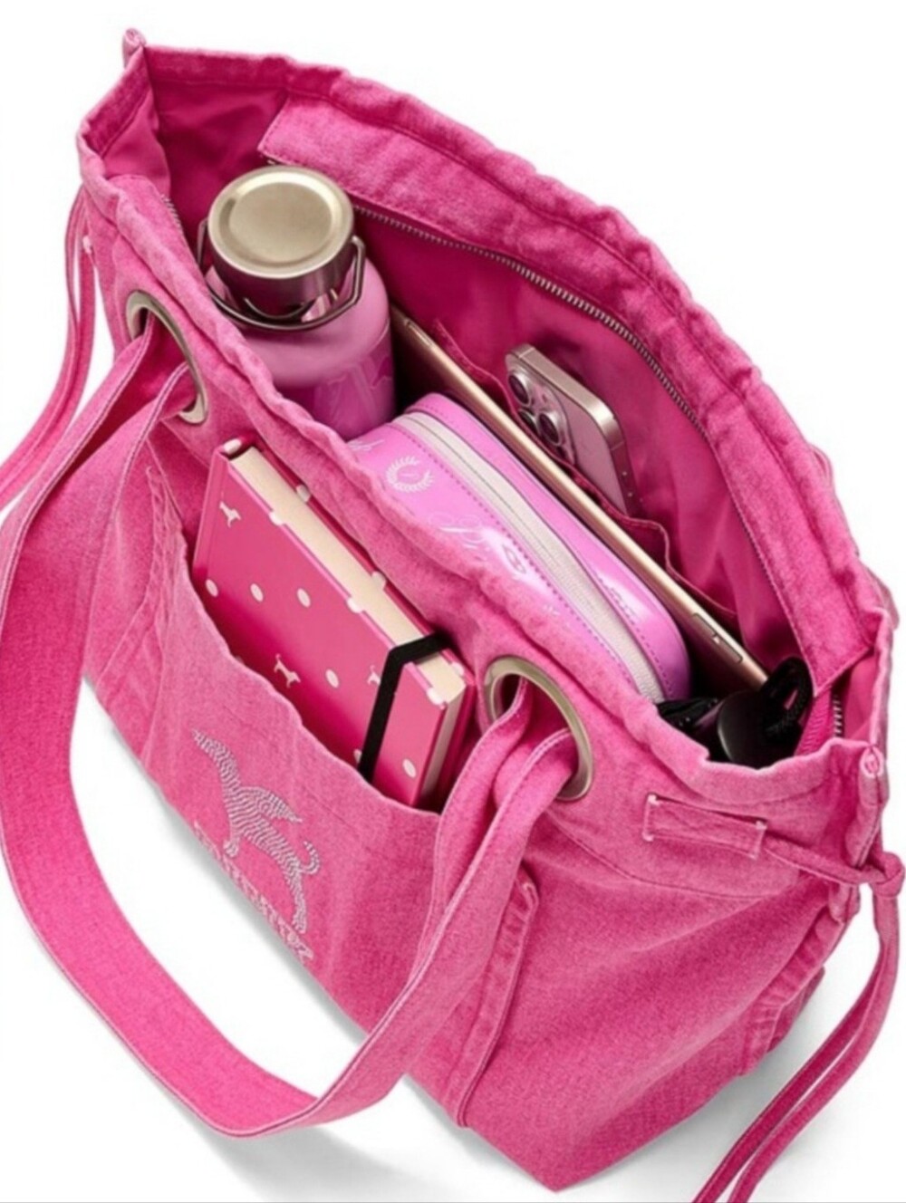 Victoria's Secret Fashion Show WATCH PARTY PINK BLING DOG FLAT BOTTOM TOTE